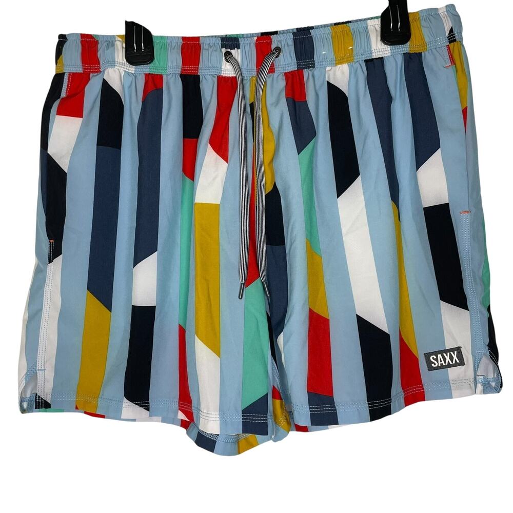 SAXX XL Oh Buoy 2N1 Volley Shorts 5" Swim Trunks Multicolor Geometric
